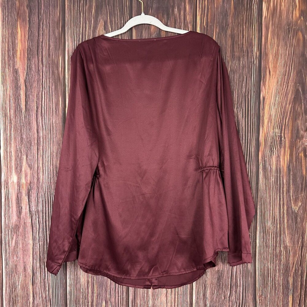 Soft Surroundings Womens Maroon Red Long Sleeve Blouse Plus Size 1X NEW - Picture 6 of 6